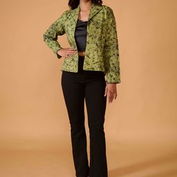 TSUCCHI TRADITIONS Abstract Printed Button Shrug-15