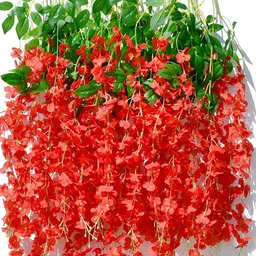 WELL ART GALLERY Red & Green 4 Pieces Hanging Blossom Artificial Flower-image-9