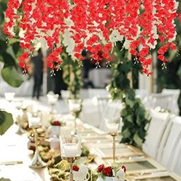 WELL ART GALLERY Red 6 Pieces Hanging Blossom Artificial Flower-3