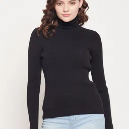 98 Degree North Women Black Ribbed Cotton Pullover-picture-13