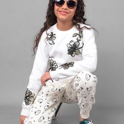 Crimsoune Club Girls Embroidered Sequined Round Neck Pullover-image-30