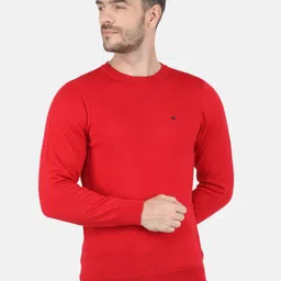 Monte Carlo Men Pure Wool Red Solid Round Neck Pullover-picture-45