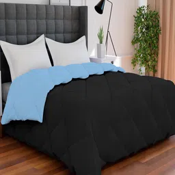 AVI Black & Blue Mild Winter 233 GSM Reversible Double Bed Comforter-image-30