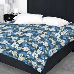 Divine Casa Blue & White Floral AC Room 120 GSM Single Bed Comforter-image-67