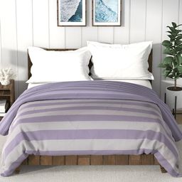 Nautica Bristol Purple & Grey Striped AC Room 150 GSM Double Bed Comforter-33