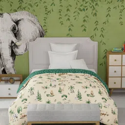 MYTRIDENT Jigsaw Jungle Brown & Green Ethnic Motifs Printed 150 GSM Single Bed Comforter-40