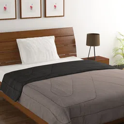 BELLA TRUE Black & Brown Microfiber AC Room 380 GSM Single Bed Comforter-image-24