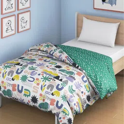 Smartsters White & Green Reversible Bamboo Cotton Mild Winter 300 GSM Single Bed Comforter-image-5