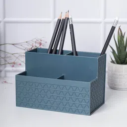 MARKET99 Teal Blue Textured 4 Compartment Table Organizer-16