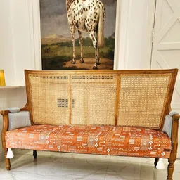 THROWPILLOW Orange & White Printed Polyester 1 Piece Sofa Cover-17