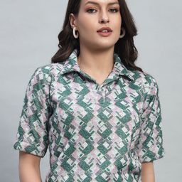 BROOWL Women Printed Shirt Collar Woollen Pullover-picture-13