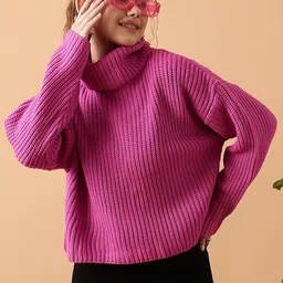 STREET 9 Ribbed Turtle Neck Acrylic Pullover Sweater-picture-47