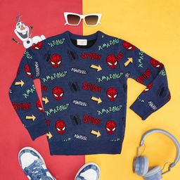 Pantaloons Junior Boys Spiderman Printed Acrylic Pullover-image-89