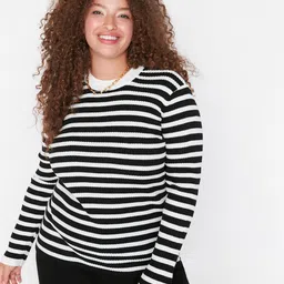 Trendyol Striped Round Neck Pure Acrylic Pullover-24