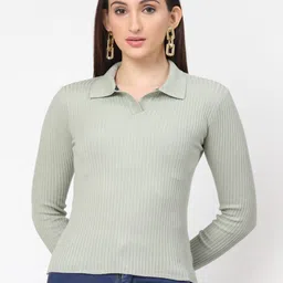 Kalt Women Striped Ribbed Pullover-image-46