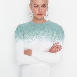 Trendyol Women Green & White Colourblocked Pullover-image-57