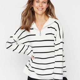 Trendyol Striped Mock Collar Pullover-45
