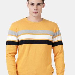 t-base Men's Spruce Yellow Stylized Cotton Crewneck Sweater-image-28