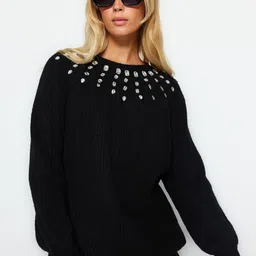 Trendyol Ribbed Embellished Detailed Pullover-35