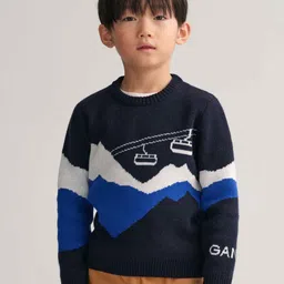 GANT Boys Colourblocked Cotton Pullover Sweaters-51
