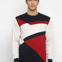 Turtle Men Red & White Colourblocked Pullover-picture-10
