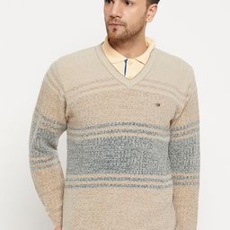 Duke Striped V-Neck Acrylic Pullover-image-62
