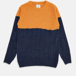 Pantaloons Junior Boys Orange & Navy Blue Colourblocked Pullover-image-83
