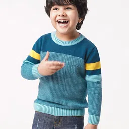 Ed-a-Mamma Boys Blue & Yellow Colourblocked Pullover-image-81