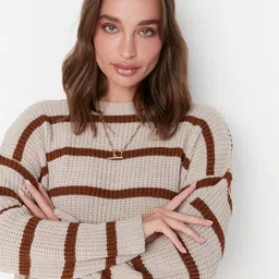 Trendyol Striped Pure Acrylic Pullover Sweaters-30