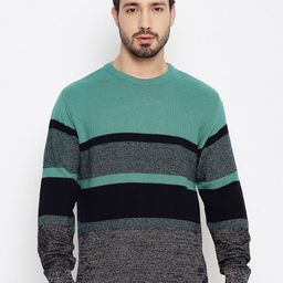Duke Men Blue & Grey Striped Striped Pullover-image-31