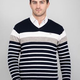 GODFREY Men Striped V-Neck Pullover-image-97