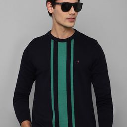 Louis Philippe Sport Men Black & Green Colourblocked Pullover Pure Cotton Sweater-image-33