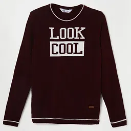 Fame Forever by Lifestyle Boys Maroon Typography Printed Pullover Sweater-image-70