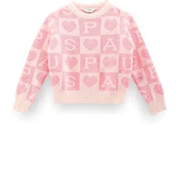 U.S. Polo Assn. Kids Girls Self Design Pullover-image-86