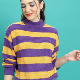 Tokyo Talkies Striped Acrylic Pullover-image-97