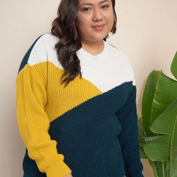 CURVY STREET Plus Size Colourblocked Pure Acrylic Pullover-picture-11
