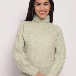 NoBarr Cable Knit Turtle Neck Acrylic Pullover-image-87