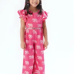 LIL DRAMA Girls Ethnic Motifs Printed Basic Jumpsuit-image-11