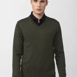 Van Heusen Men Olive Green Solid Pullover-image-81