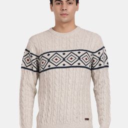 t-base Cable Knitted Self Design Round Neck Woollen Pullover Sweater-picture-24