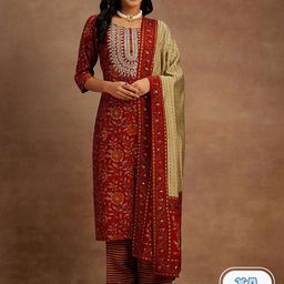 Libas Floral Printed Regular Sequinned Kurta & Trousers With Dupatta image 1