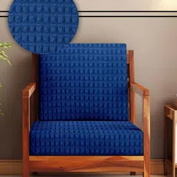 Aura Blue Solid Polyester Sofa Cover-image-96