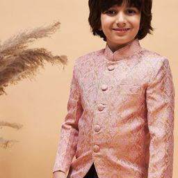 VASTRAMAY Boys Self Design Slim-Fit Bandhgala Blazer-image-32