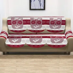 BIGGER FISH Red & White 3 Seater Sofa Cover With Arms Cover-image-13