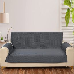 HOUSE OF QUIRK Grey Self-Design 2-Seater Sofa Cover With Arms-image-43