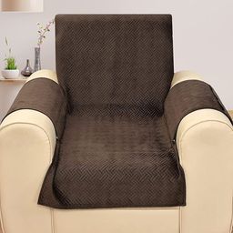 HOUSE OF QUIRK Brown Self Designed Velvet Single-Seater Sofa Covers-image-79
