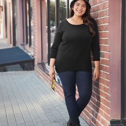 Sztori Plus Size Women Black Solid Pullover-picture-38