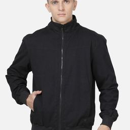 t-base Men Black Solid Lightweight Bomber Jacket-image-96