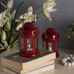 Homesake Red 2 Pieces Textured Tea Light Holders-image-29