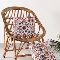HANDICRAFT PALACE White & Orange Set of 2 Ethnic Motifs Velvet Square Cushion Covers-image-70
